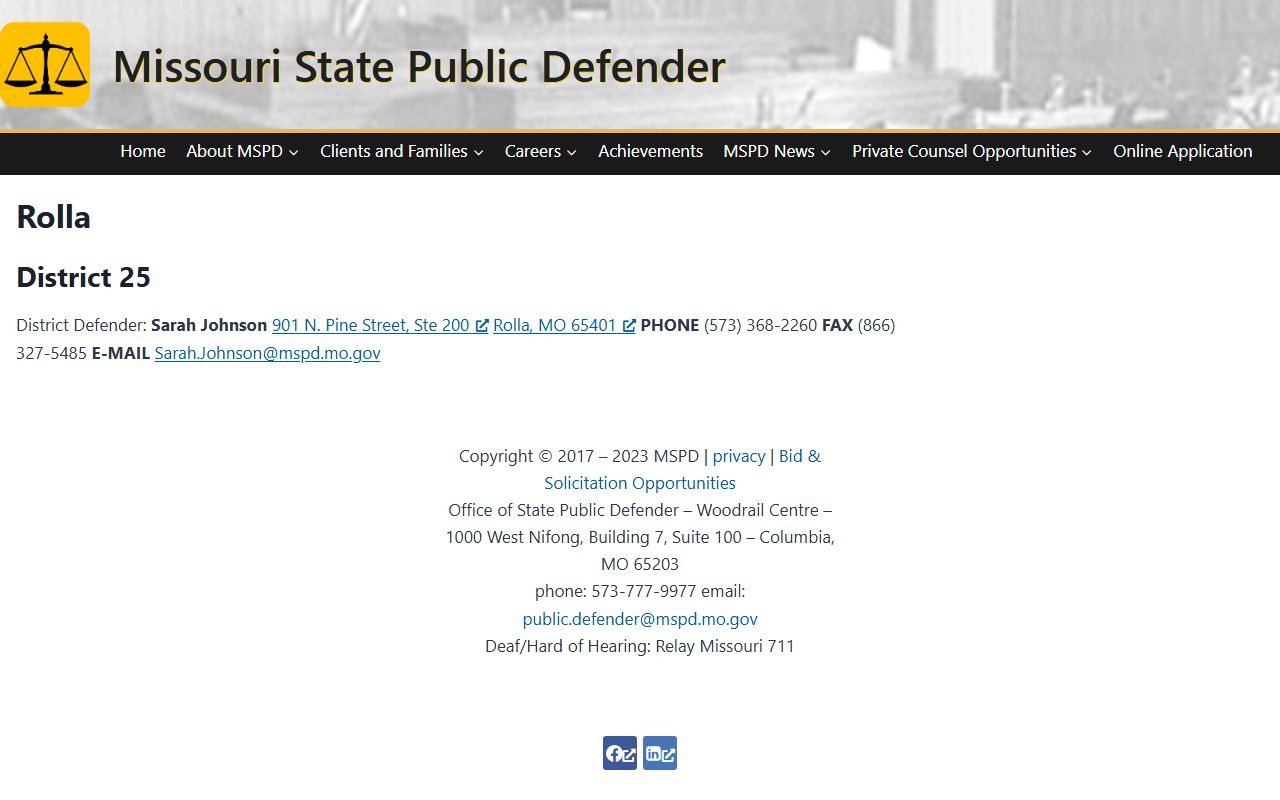 Pulaski County criminal court records Missouri Public Defender District 25 Rolla