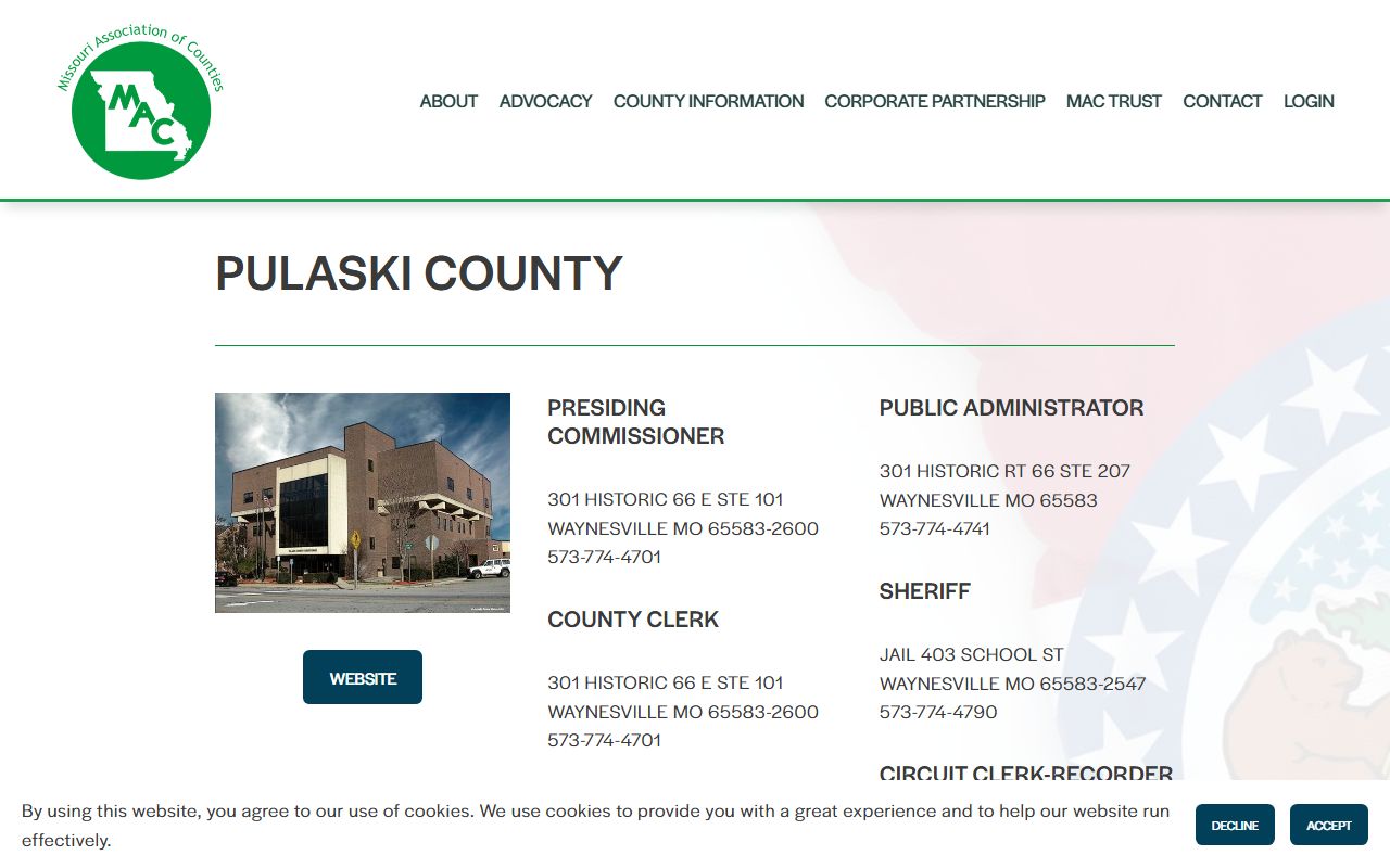 Pulaski County court records Missouri Association of Counties directory