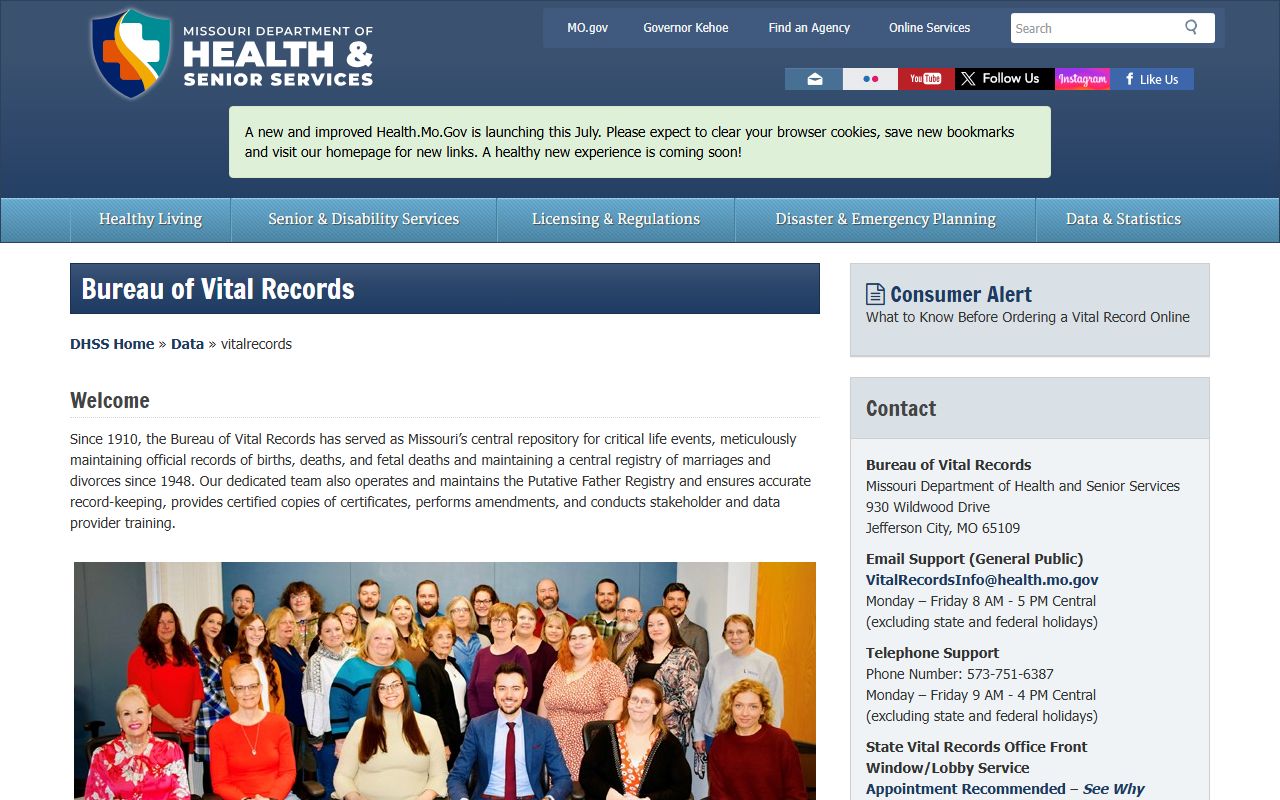 Pulaski County marriage and divorce records Missouri Bureau of Vital Records source